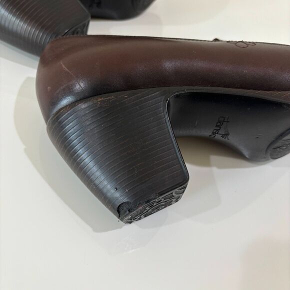 Dansko Womens Beth Brown Leather Size 41 Stacked Block Heel Loafers US 10 Pumps - Picture 13 of 13